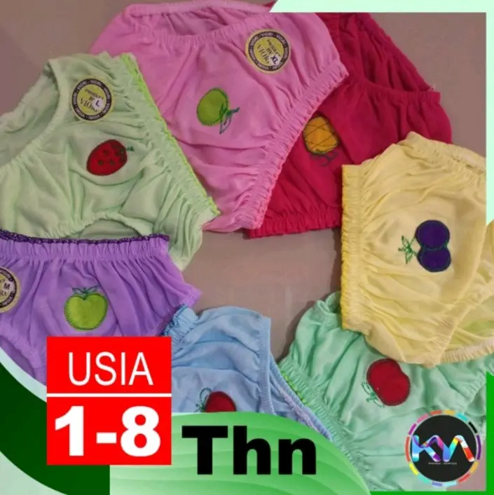 pakaian dalam celana dalam/CD anak perempuan usia 1-8 tahun motif buah bordir