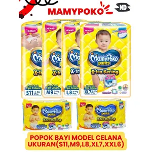 Popok Bayi Mamypoko Pants Extra Kering Standar Small Pack S11, M9, L8, XL7, XXL6