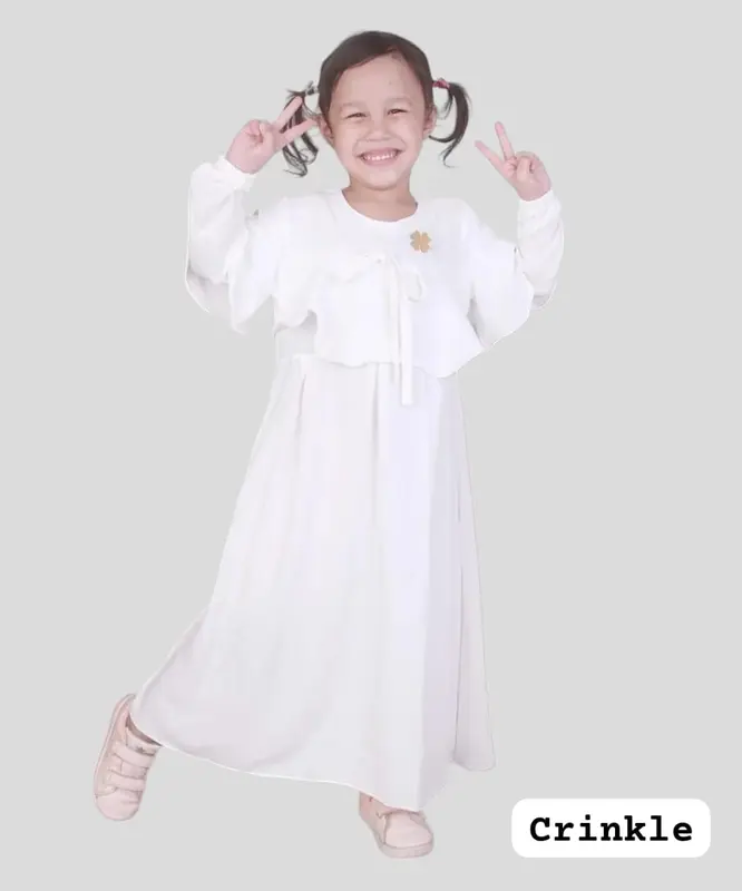 Gamis Anak Noira Crinkle Airflow Mute Free Bross usia 4 - 7 Tahun / gamis anak perempuan kombinasi rempel Dress Muslim Cantik 4