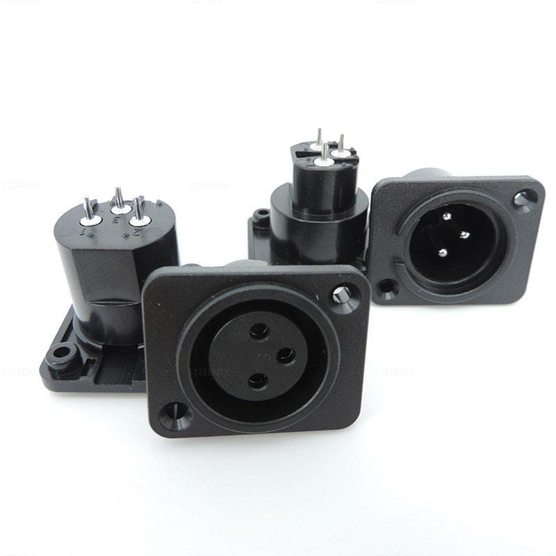 3Pin XLR male female power connector Straight socket Panel Mounted ...