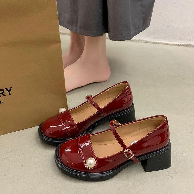 Giày Lười, JINxCHOY SHOES, Phong Cách Hàn Quốc, Mũi Tròn, Thắt Lưng Khóa Thẳng, Loafer, SS24, Làm Bằng Chất Liệu PU, Chống Trượt Và Mài Mòn Một Chân, Áo Đi Bên Ngoài Thời Trang, Dành Cho Nữ, Thanh Lịch Và Nhỏ, Giày Da