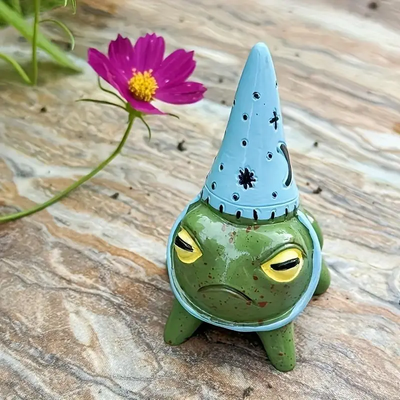 Frog Design Decorative Ornament, Cute Frog Statue with Party Hat, Home Decor for Living Room Bedroom, Perfect for Easter, Light Festival, Thanksgiving