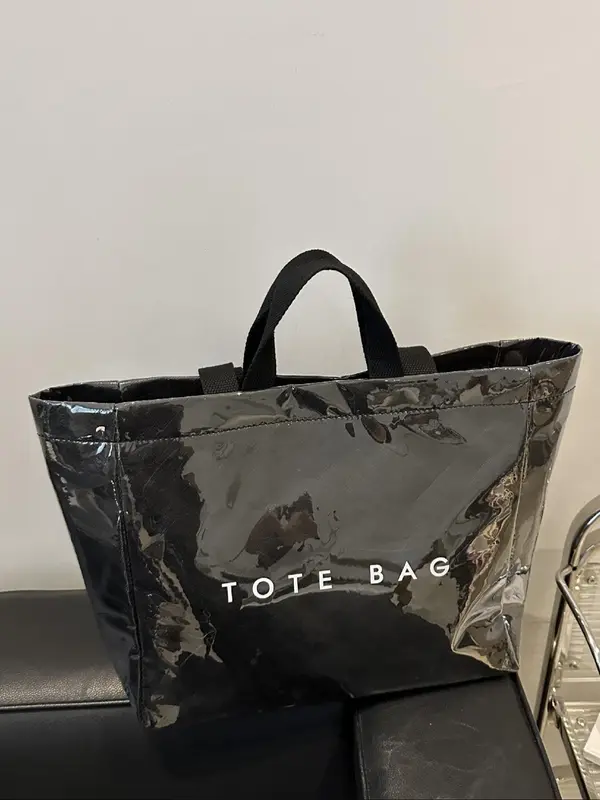 Letters Pattern Tote Bag, Large Capacity Shoulder Bag for Women & Men, Casual Trendy Versatile High-quality Daily Commuting Bag, Girl Fashionable Shopping Bag 1