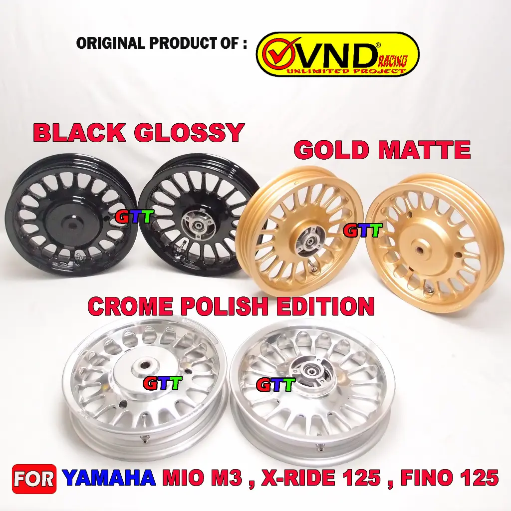 VELG RACING VND ROULLETE RING 12 YAMAHA MIO MIO M3, SOUL GT125, FINO 125, MIO Z, XRIDE 125 Accessories Gold