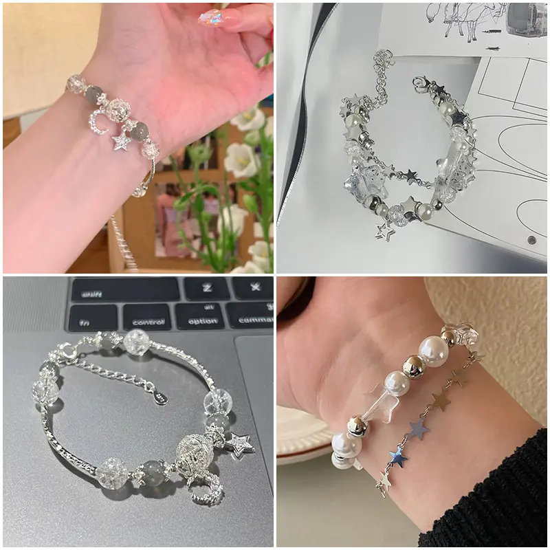 Vòng Tay Sông Ngôi Sao, Thiết Kế Sáng Tạo, Vòng Tay Ngôi Sao Ngọt Ngào Và Mặt Trăng, Đính Cườm Đá Ánh Trăng 0