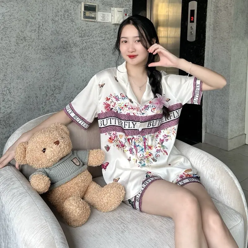 Pijama cánh Bướm Buterfly lụa Satin dành cho Nữ  - Cộc đùi Women 8