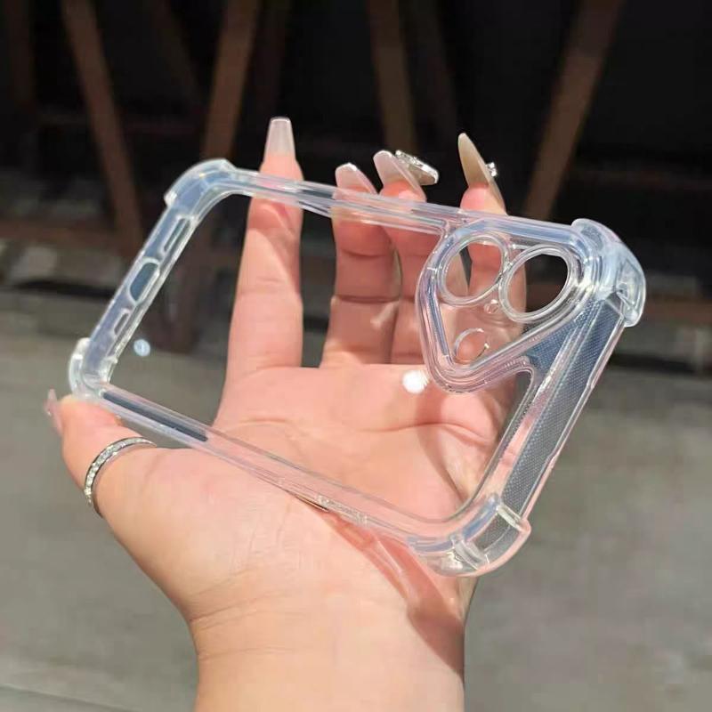 Ốp Trong Suốt, Dành Cho iPhone 16, 15, 14 Plus, 13, 12 Mini, 11 Pro Max, Xs Max, XR, X, 8, 7, 6, 6S Plus, SE 2020, 2022, Bốn Góc, Thiết Kế Đơn Giản, Chống Sốc, Ốp Lưng Trong Suốt 5