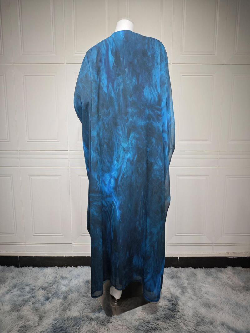 Product Introduction of Women's Tie Dye Print Open Front Abaya, Elegant Casual Long Sleeve Abaya for Daily Wear, Ladies Clothes for All Seasons 2