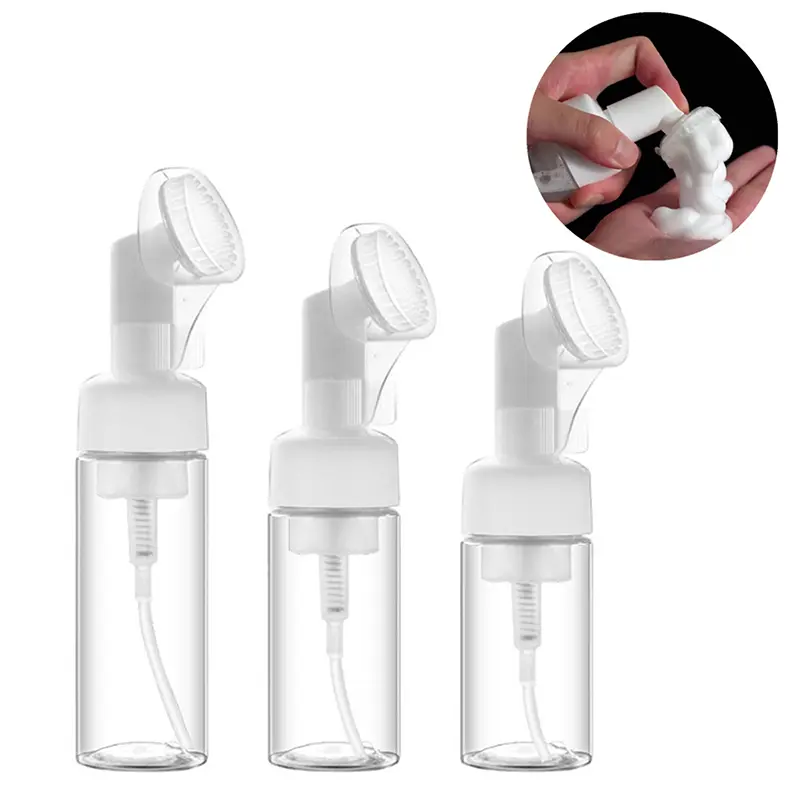 Botol Pam Berbuih Buih, Kosong, Tersedia dalam 100 / 150 / 200ml, dengan Kepala Berus Silikon, Jenis Tekan, Botol Buih Pembersih Muka