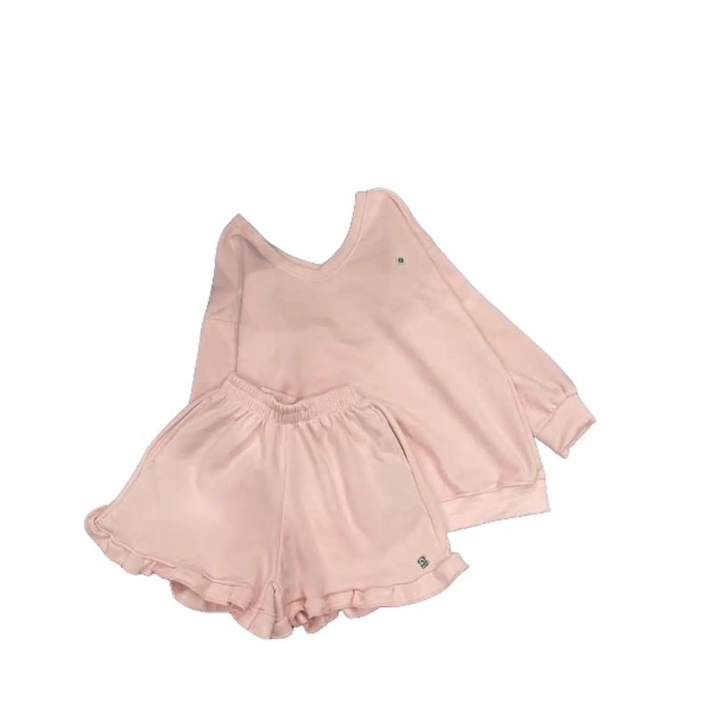 Sét Đồ Nữ  Thun Sweater Cổ V  Lót Bông Ấm Áp Tay Bồng Kèm Quần Short Đùi Phối Viền Ren Bèo - Top, Women Kem Bo Chun Xoè Jacket trễ set nỉ lệch vai set  áo