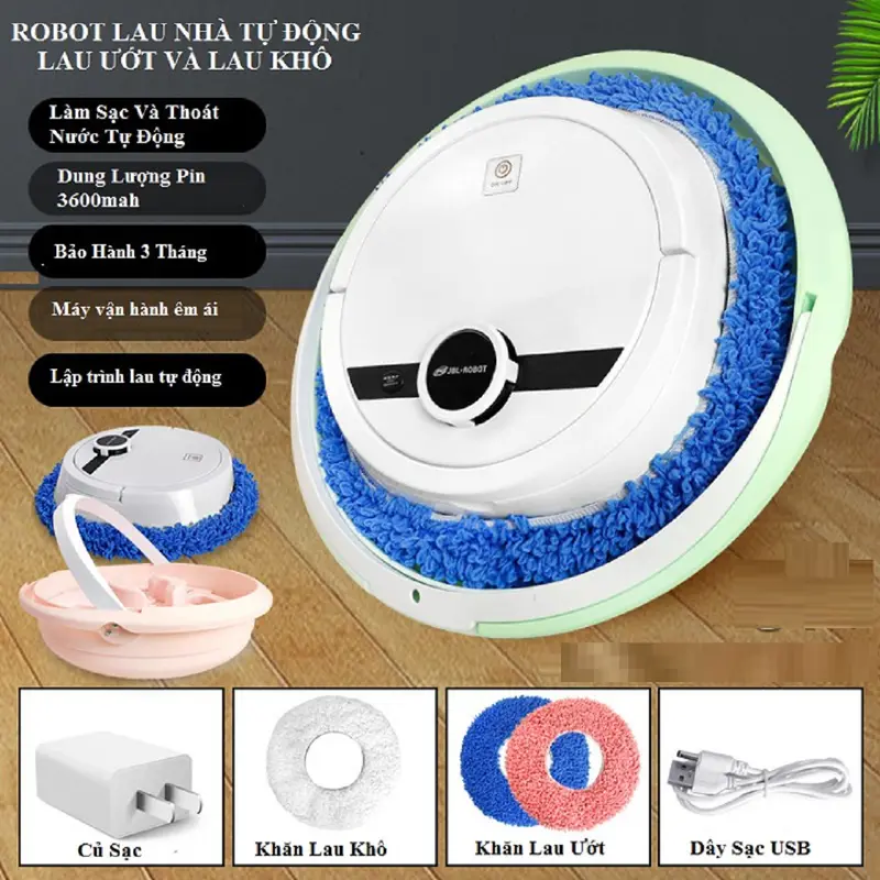 Robot lau nhà tự giặt với hai chế độ lau khô và ướt tích hợp chậu tự động MODEL 027 1