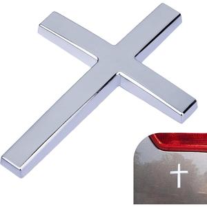 1 pieza Calcomanías de cruz de metal para automóviles, 2.2 x 1.5 pulgadas, calcomanías de cruz autoadhesivas 3D, material de aleación de aluminio, resistente y duradero, acabado metálico elegante, duradero para Todo tipo de vehículos, superficie brillante