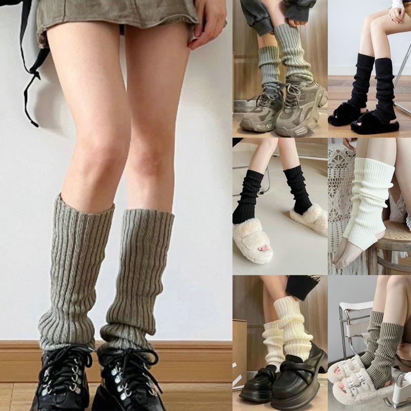 Tất Giữ Ấm Chân Đồng Phục JK Nhật Bản, Phong Cách Lolita Hàn Quốc, Thích Hợp Cho Mùa Đông, Dành Cho Bé Gái Và Phụ Nữ, Tất Bốt Dệt Kim, Tất Cọc Lên, Vỏ Giữ Ấm Chân 3