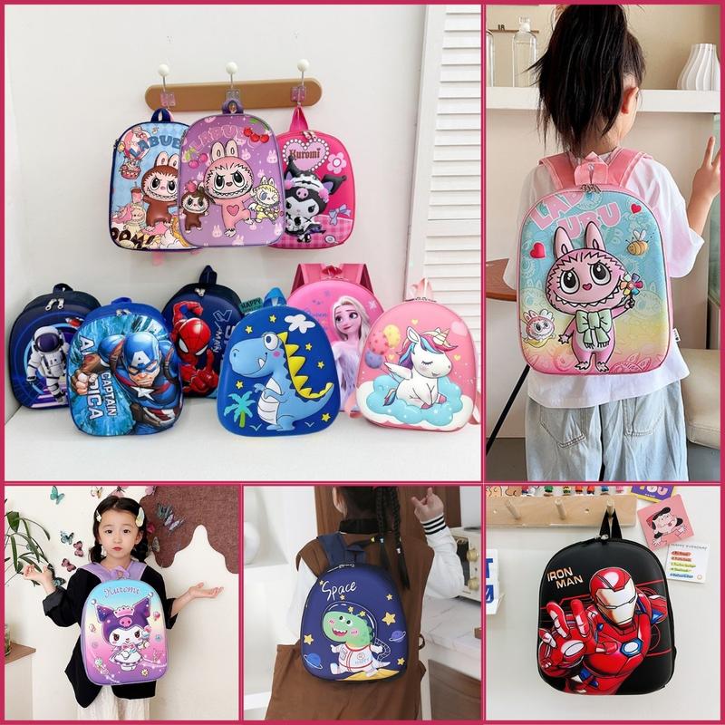 Balo cho bé mẫu giáo hình nổi 3D cặp trẻ em mầm non 1-6 tuổi bé trai gái hình trứng kuromi labubu người nhện siêu nhân mèo kitty elsa pony khủng long TL2313