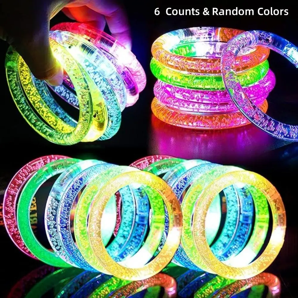Led Bracelets Set for Party Favors, 6 Counts/set Light Up Toys Supplies, 6 Color Glow Sticks Bracelets Glow in The Dark Party Favors