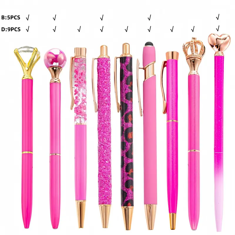 Glitter Ballpoint Pen Set, 1 Set Artificial Diamond Pen, Creative Metal Pen for Students, Aesthetic Pens, Wedding Desk Supplies Gift, Easter Gifts 2