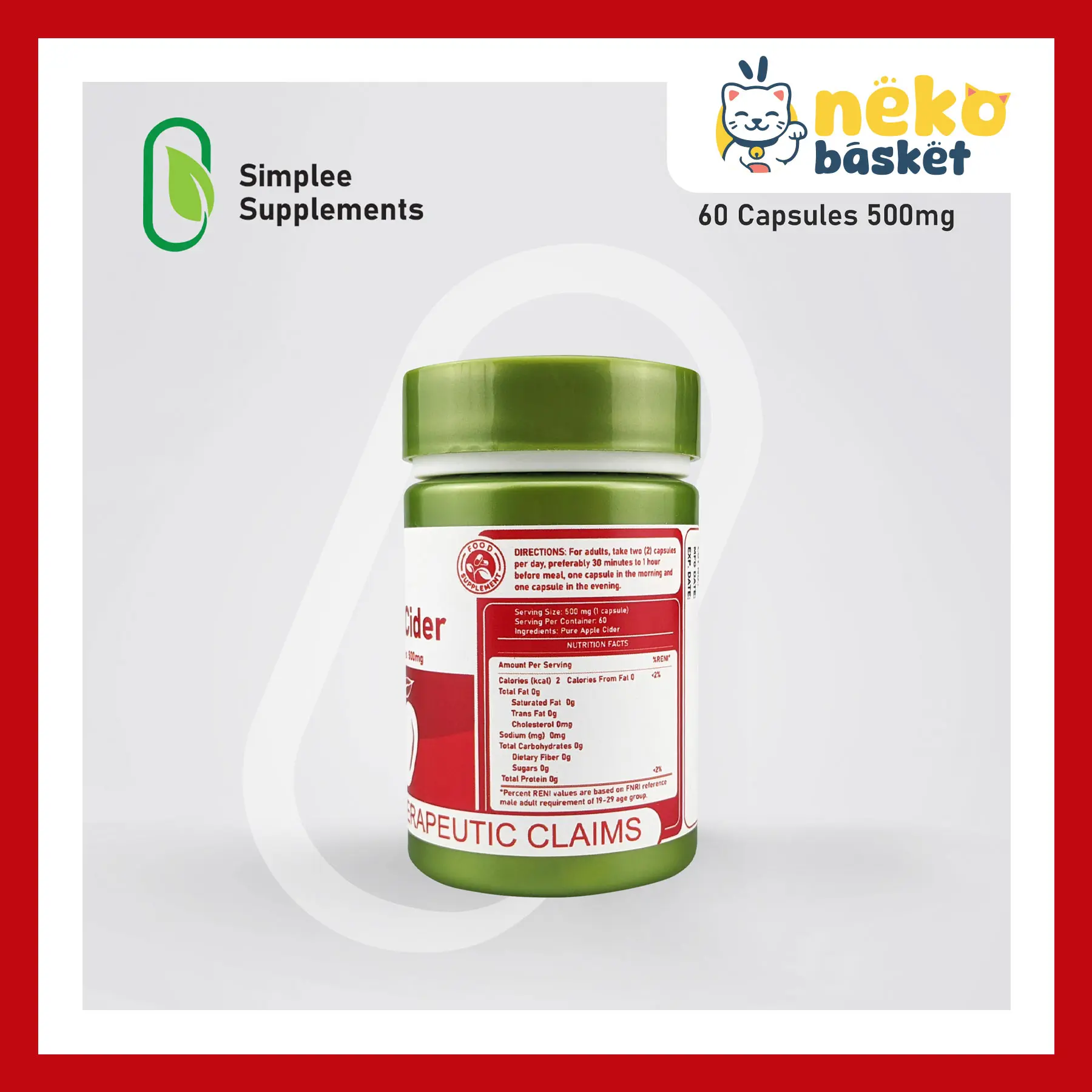 Simplee Apple Cider Capsule Supplements – FDA Approved | 500mg | 60 ...