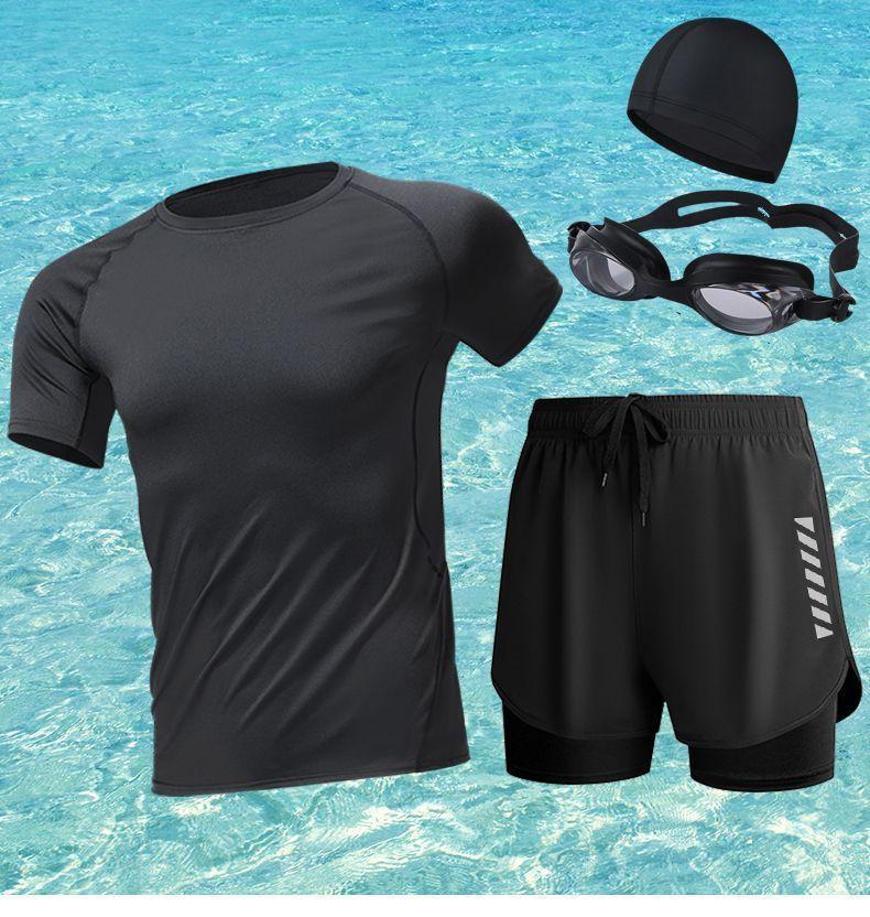 Product Introduction of [1557 People Collected] 2024 New Two-Piece Swimsuit Set Men's Full Body Sun Protection Short Sleeve Top Swimming Summer Anti-Embarrassment Double Layer 14