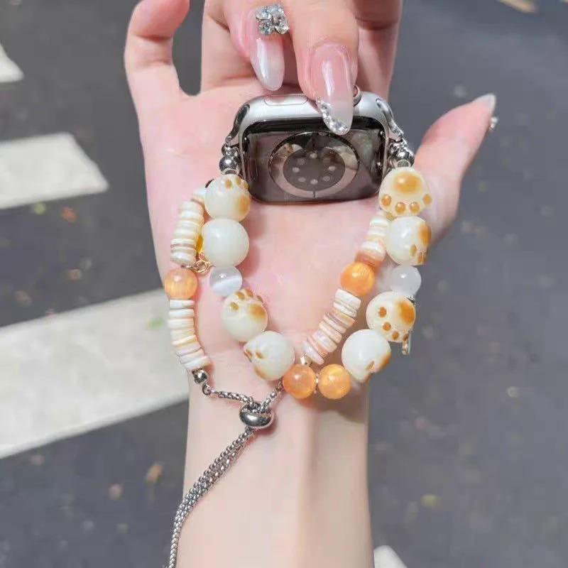 Product Introduction of Ladies Strap For Apple Watch Ultra 2 band 49mm 45mm 41mm For iWatch Series 9 8 7 6 5 SE 44mm 40mm Bodhi Seashell Metal Bracelet 2