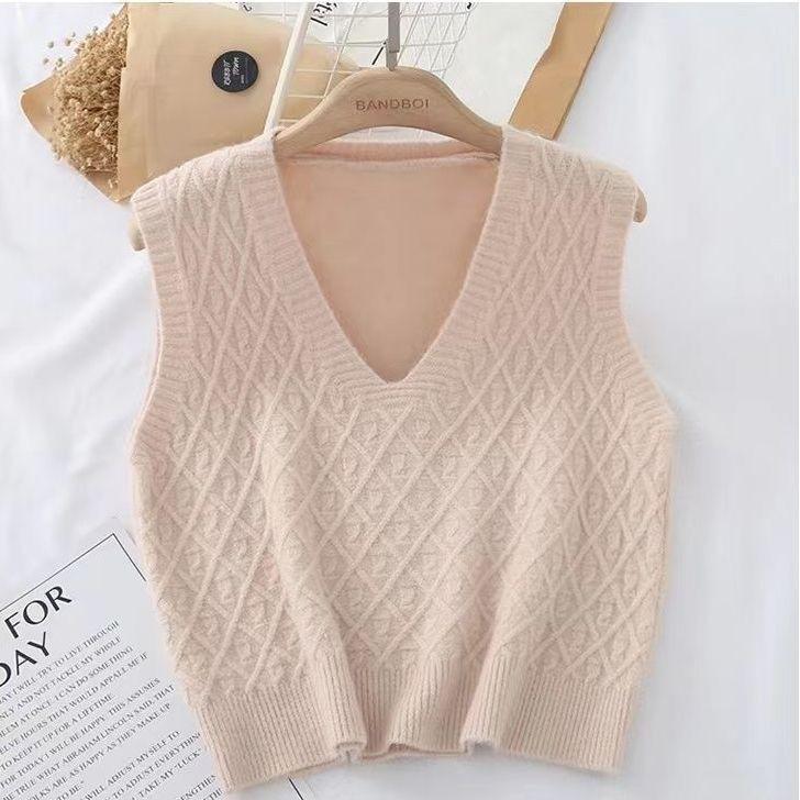 Áo Vest Dệt Kim, Màu Hồng Tươi Mới, Dáng Rộng Vừa Vặn, Có Thể Mặc Ngoài Trời, Hàng Mới Về 2024, Thích Hợp Cho Mùa Xuân Của Phụ Nữ, Áo Len, Dễ Phối Đồ, Phong Cách Đầu Xuân Top Women 4