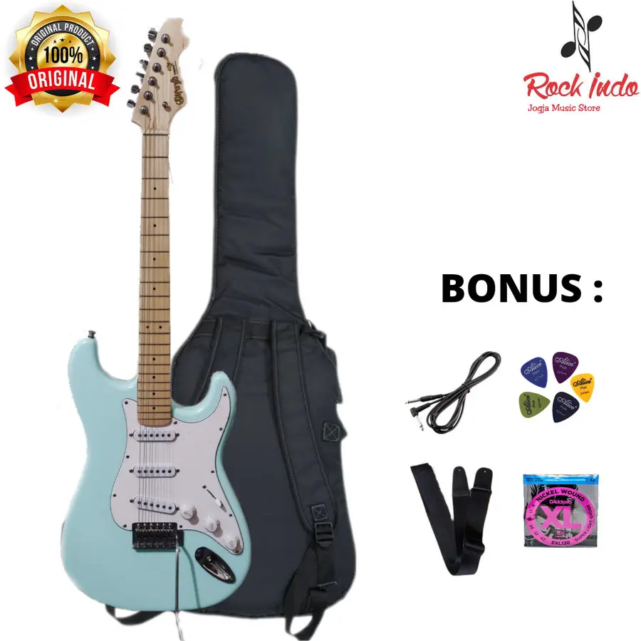 Gitar Elektrik Difergio Original Listrik Body Alder Neck Mapel 6 Senar Model Stratocaster Warna Melon FREE Packing Kayu