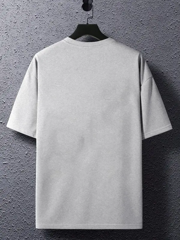 Men's Regular Fit Letter Print Round Neck Tee, Casual Short Sleeve Crew Neck T-shirt for Daily Wear, Fashion Men's Top for Summer 4