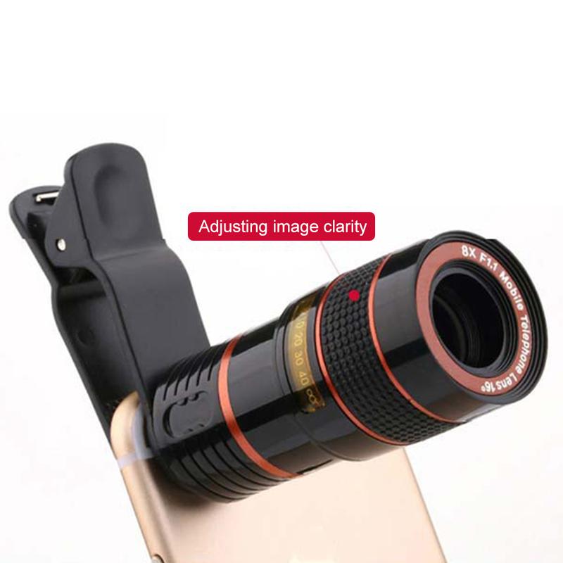 Ống kính kẹp, Ống kính điện thoại di động với ốp đen, Thích hợp để xem các cuộc thi và buổi hòa nhạc, Bộ 8 3