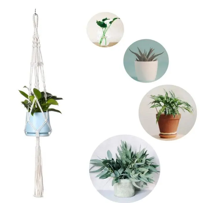 2x MACRAME JUTE PLANT HANGER FLOWER POT HOLDER WALL ART GARDEN HANGING ROPE 2025 UK STOCK 2