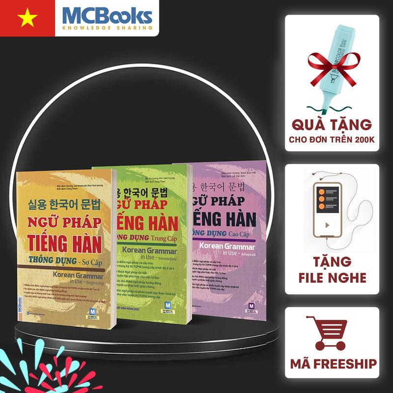 [MCBooks] Combo 3 Cuốn Sách Ngữ Pháp Tiếng Hàn Thông Dụng Sơ Cấp - Trung Cấp - Cao Cấp Dành Cho Người Học Tiếng Hàn