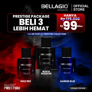 Bellagio Bundle Prestige packagee (Bellagio Homme Eau De Parfum (EDP) Prestige Collection Black Shadow 50ml Bellagio Homme Eau De Parfum (EDP) Prestige Collection Darker Blue 50ml Bellagio Homme Eau De Parfum (EDP) Prestige Collection Wild Red 50ml)