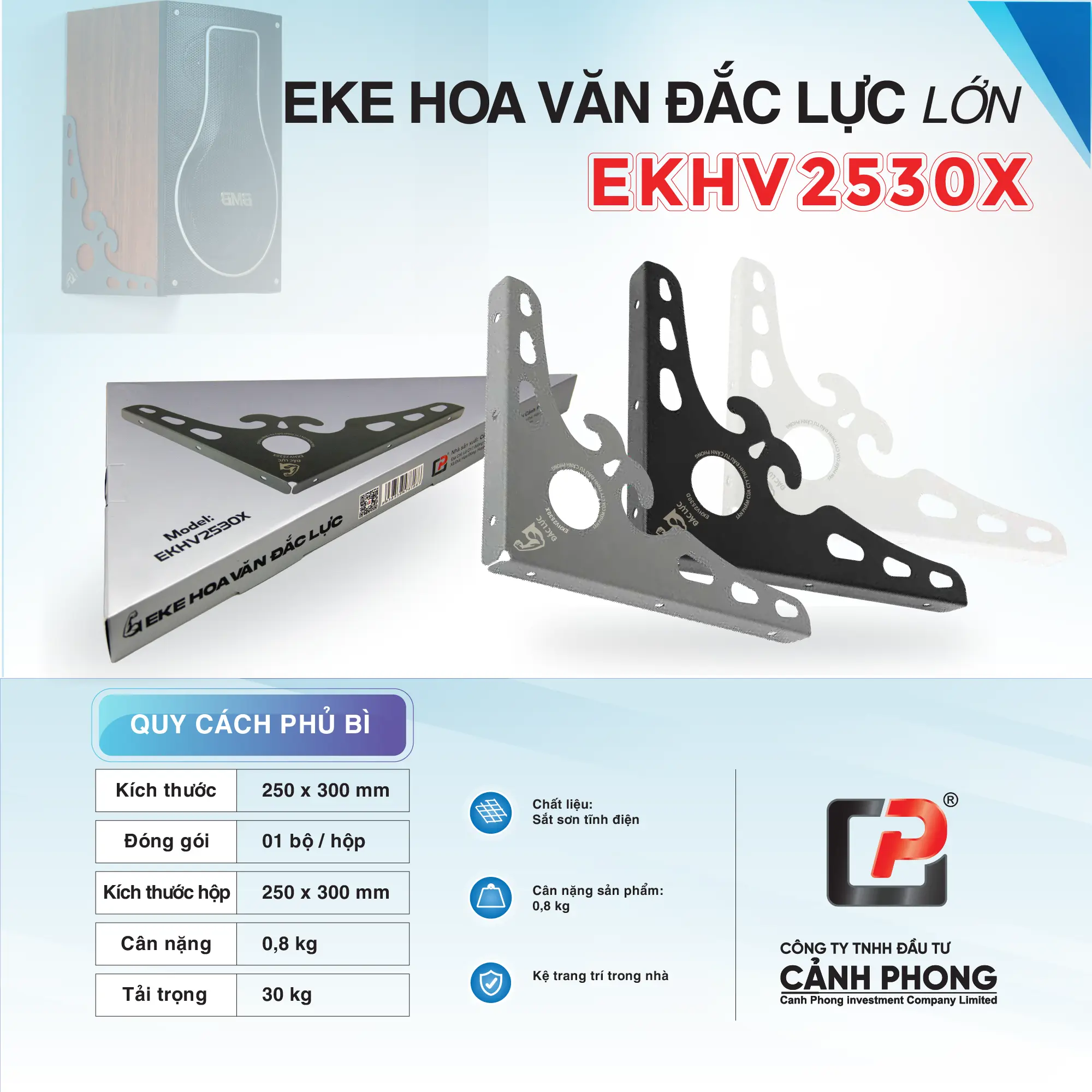 Giá hoa văn để kệ , eke chữ L sắt sơn tĩnh điện treo tường 25x30cm (bộ gồm 2 chiếc)