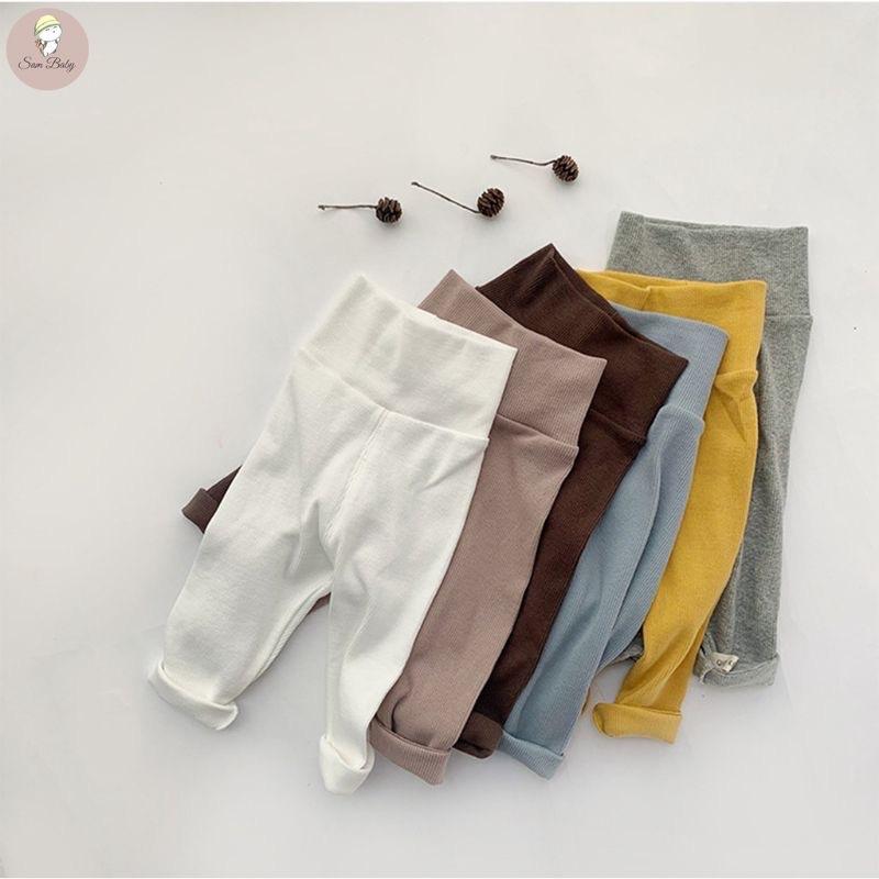  Quần cạp cao chất cotton Hàn cho bé trai và bé gái 