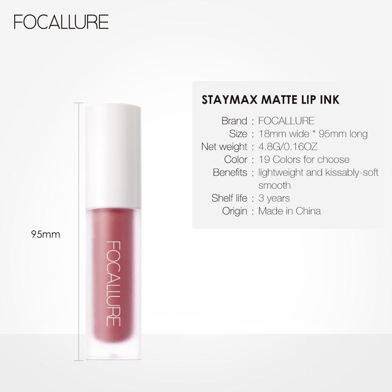 Son môi màu nude FOCALLURE không thấm nước và lâu trôi 4.8g ,Thấm Nước Giữ Lâu 24 Giờ Trang Điểm Mỹ Phẩm Dán Môi Dạng Lỏng Nhung Nữ Cosmetic Women gogo talese