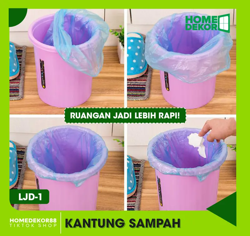 HOMEDEKOR88 - Kantong Sampah Plastik Roll Trash Bag / Kantong Sampah Serbaguna Isi 5 ROLL  LJD-1 5