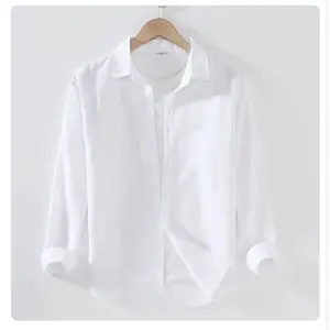 Kemeja Atasan Pria Wanita Katun Linen Lengan Panjang Kasual Kualitas Premium