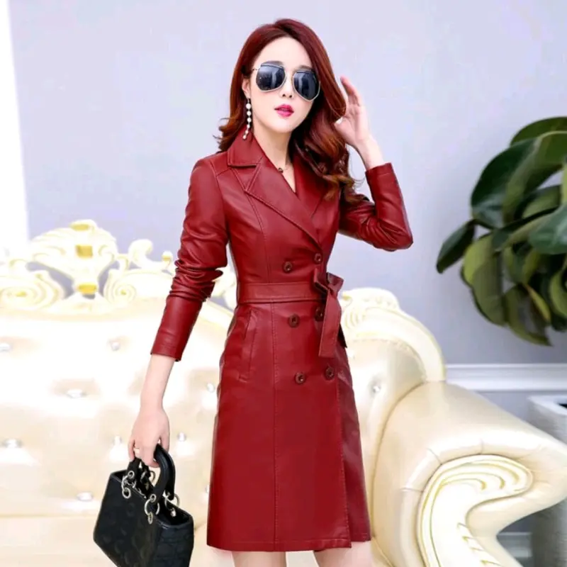 jaket semi kulit wanita/jaket semi jubah wanita/blazer wanita/jaket gaya korea Musim dingin 4