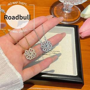 ROADBULL4つつリーフのクローバーとハートのデザインネックレス エレガントでかわいい ローズゴールド/シルバー/ゴールド選択可能 カスタムオーダー対応 ギフトに最适 プレゼントや通常使用いに最适