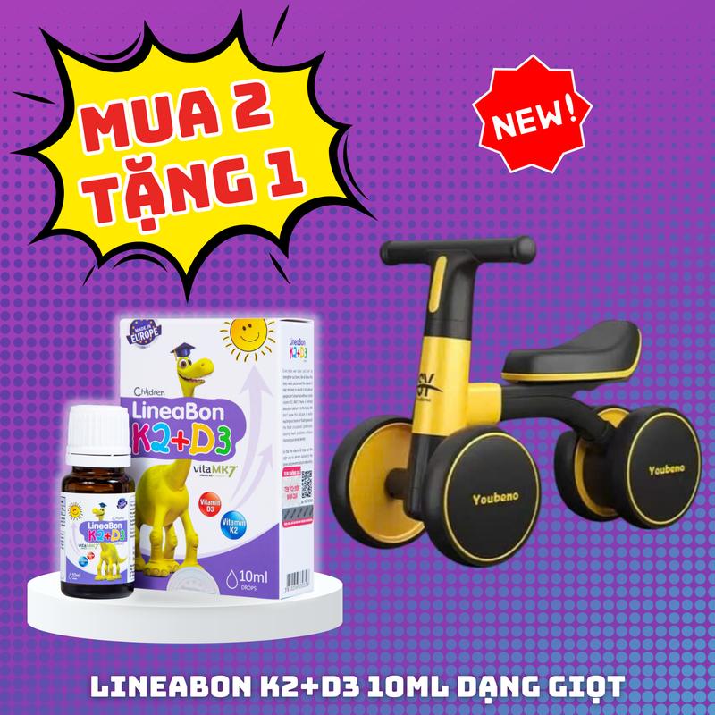[QUÀ TẶNG HẤP DẪN] Combo 2 Lọ LineaBon vitamin D3 K2 10ml - Vitamin tăng chiều cao cho bé chính hãng