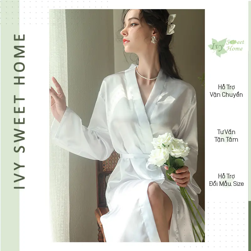 Áo trang điểm cô dâu dáng dài Kimono thêu chữ chụp phóng sự cưới lụa phi ° IVY210 Nữ Women 5