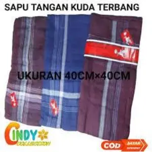 Sapu Tangan Pria KUDA TERBANG 1pcs Lap Muka Kain Wajah Ecer 40CMx40CM Motif Cap Kuda Terbang Klasik Bahan Halus Cepat Menyerap Keringat