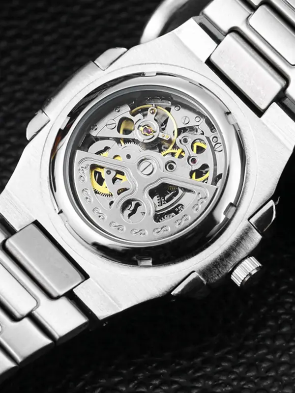 Men's Street Trend Automatic Mechanical Watch, Fashion Waterproof Watch for Party, Daily Decor, Trendy All-match & Exquisite Watch for Birthday Gift with Box 4