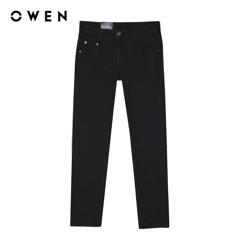 OWEN - Quần jeans Nam Slim Fit QJS241265 màu Đen chất liệu Cotton Spandex   Hoạ tiết Trơn Menswear