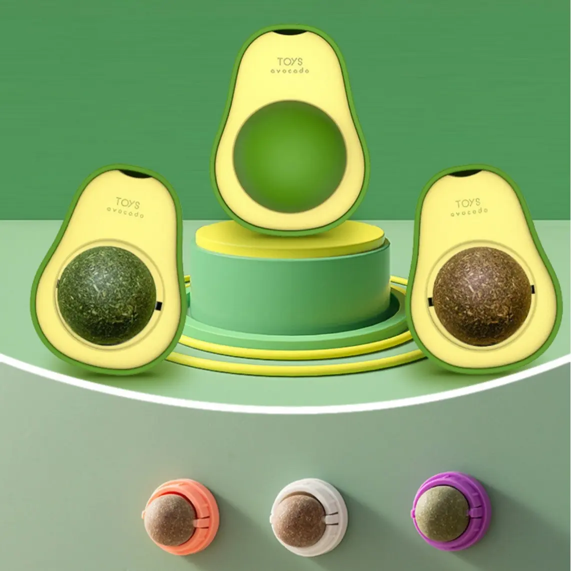 Catnip Ball Cat Toy, Teeth Grinding & Cleaning, Durable, Boredom Relief Licking Fun, Suitable for Kittens, Pet Supplies, Pet Toys, Avocado-Shaped Catnip, Cat Toy with Thickened Design.