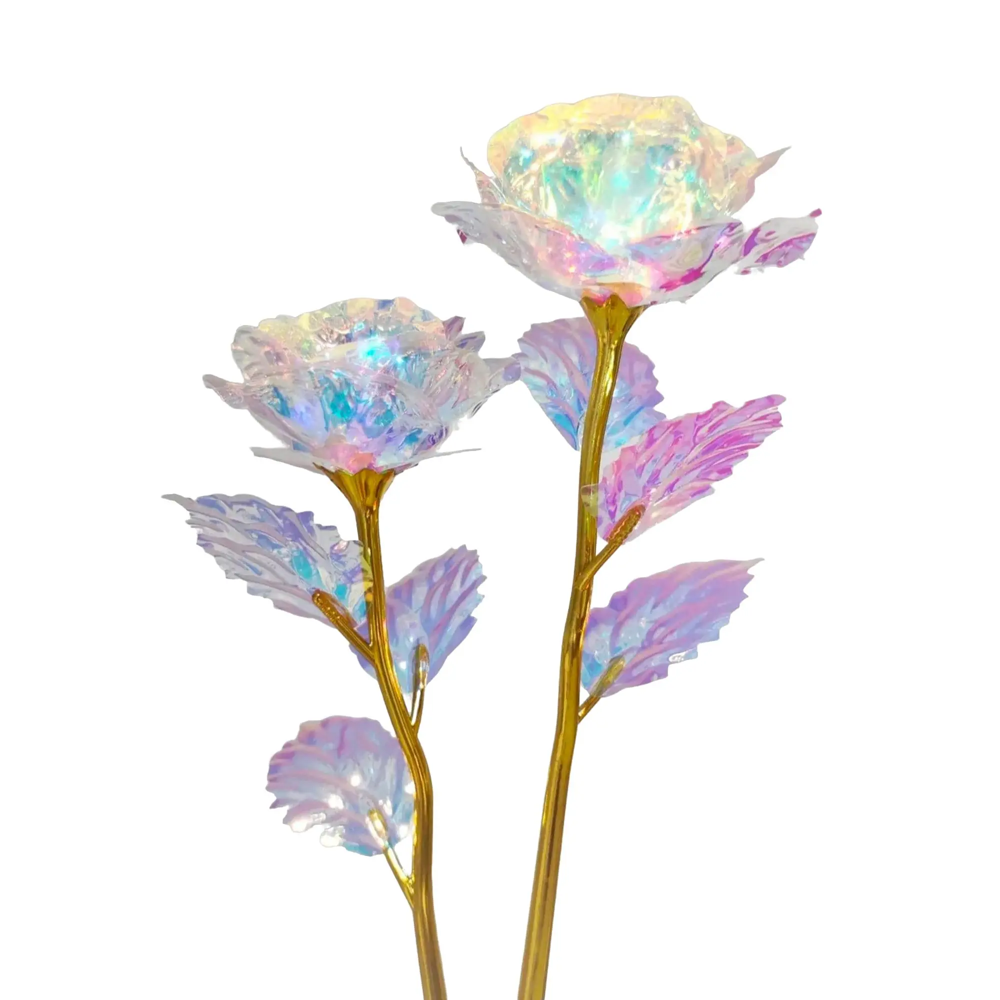 Artificial Rose Flower, 1 Count Holographic Fake Flower, Decorative Gifts Simulation Flower For Wedding Party And Home Decoration, Bouquet