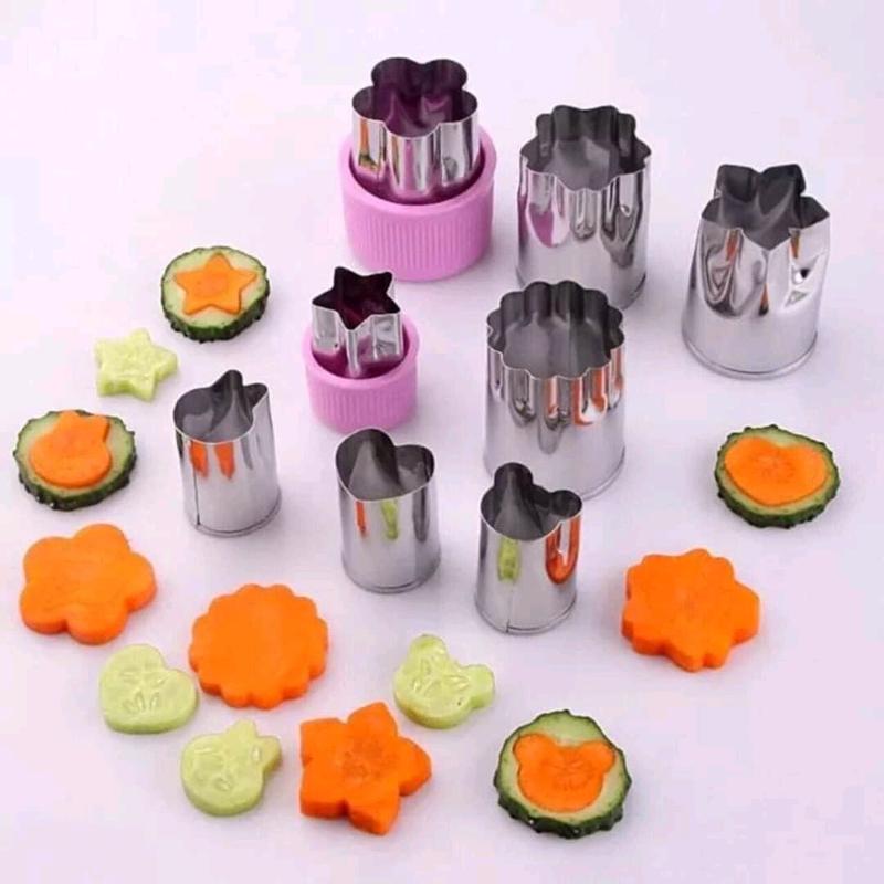 [Sale] Bộ khuôn cắt/nhấn tạo hình rau củ quả, thạch...bằng inox xinh xắn 8 món