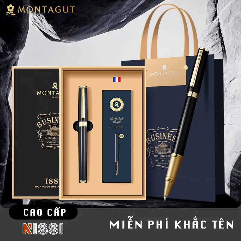Bút khắc tên theo yêu cầu cao cấp MONTAGUT, quà tặng bút kí khắc tên tặng sếp, tặng giáo viên, doanh nhân sang trọng