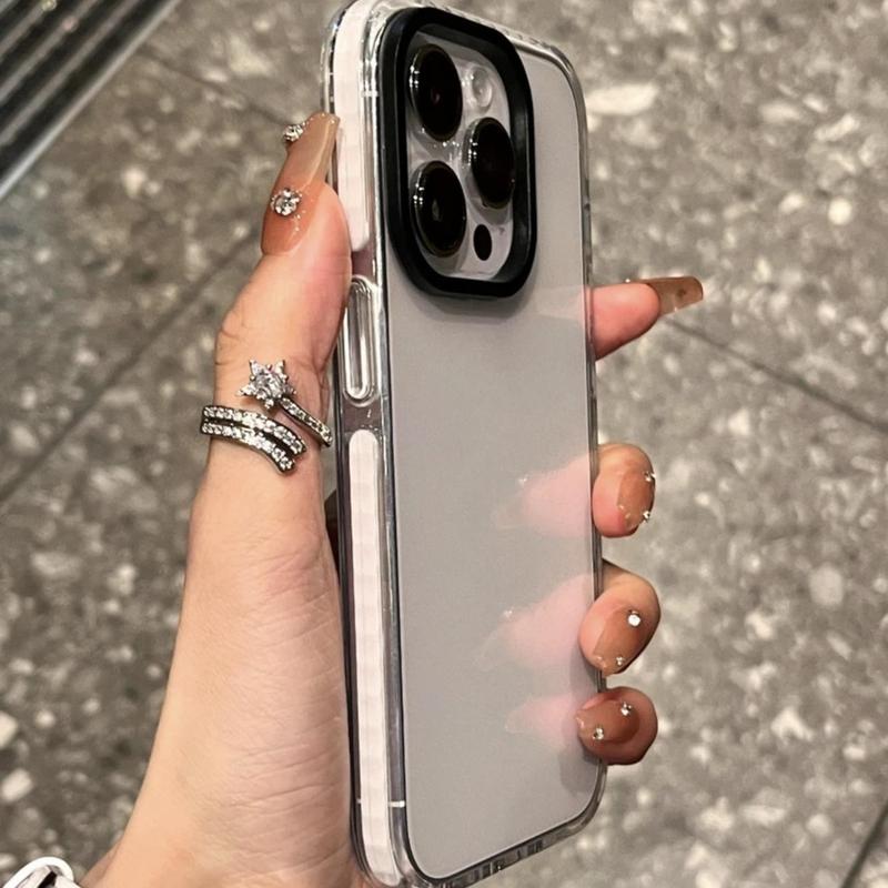 Clear Phone Case with Hollow Design, Anti-fall Mobile Phone Case, Shockproof Cases Cover Phone Cases Compatible with iPhone X 11 12 13 14 15 Pro Max 1