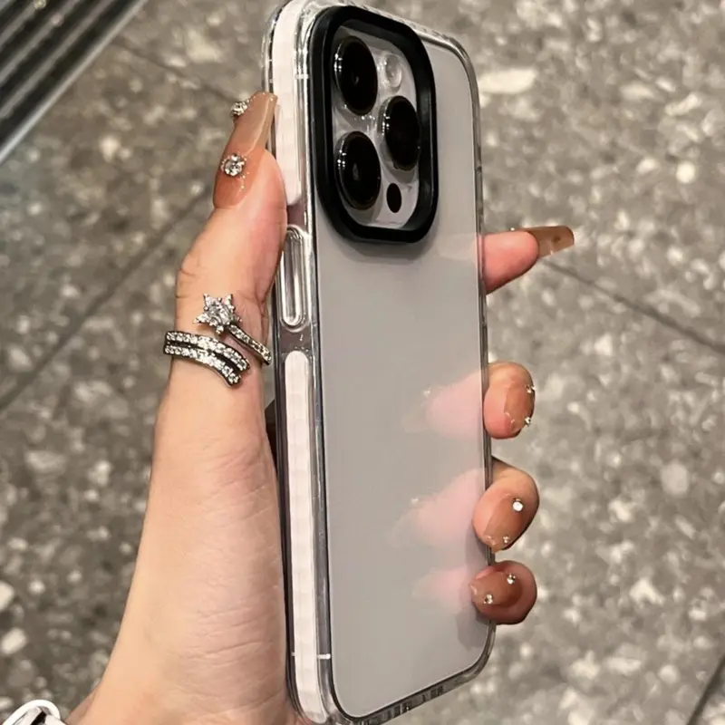 Clear Phone Case with Hollow Design, Anti-fall Mobile Phone Case, Shockproof Cases Cover Phone Cases Compatible with iPhone X 11 12 13 14 15 Pro Max 1