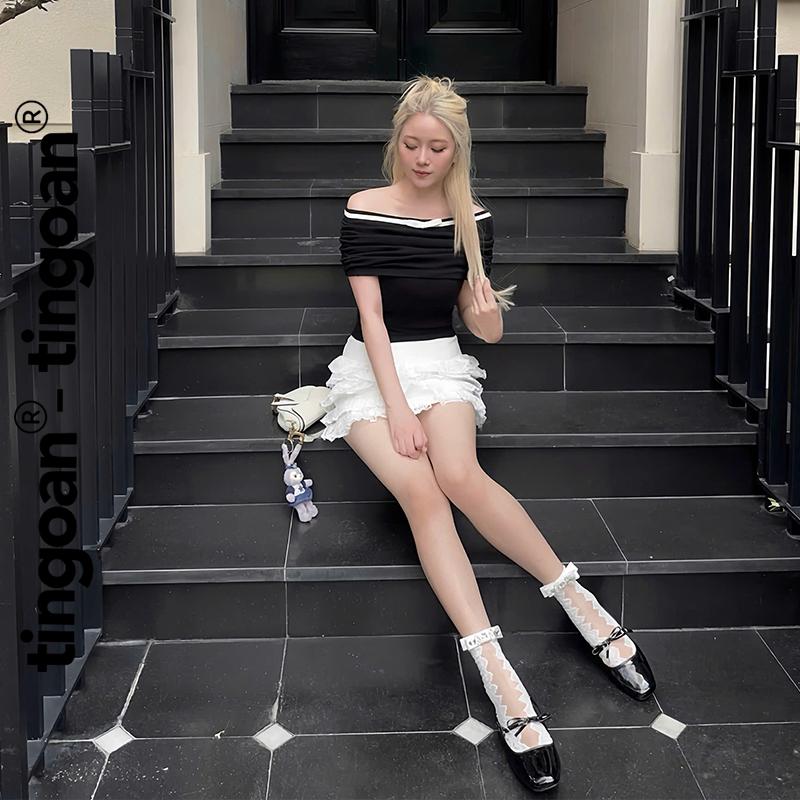 TINGOAN x TIKTOKSHOP - Áo len trễ vai phối nơ giữa zúm thân XÁM MEIMEI TOP