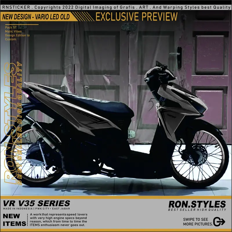 VRV35 Cutting Sticker Striping Vario Led 125-150 Old Striping Varled Stiker Vario 125 Striping Variasi Vario Simple stiker vario lama Striping Vario Led Old 2017 new desain simple style copy transparan Motor 3
